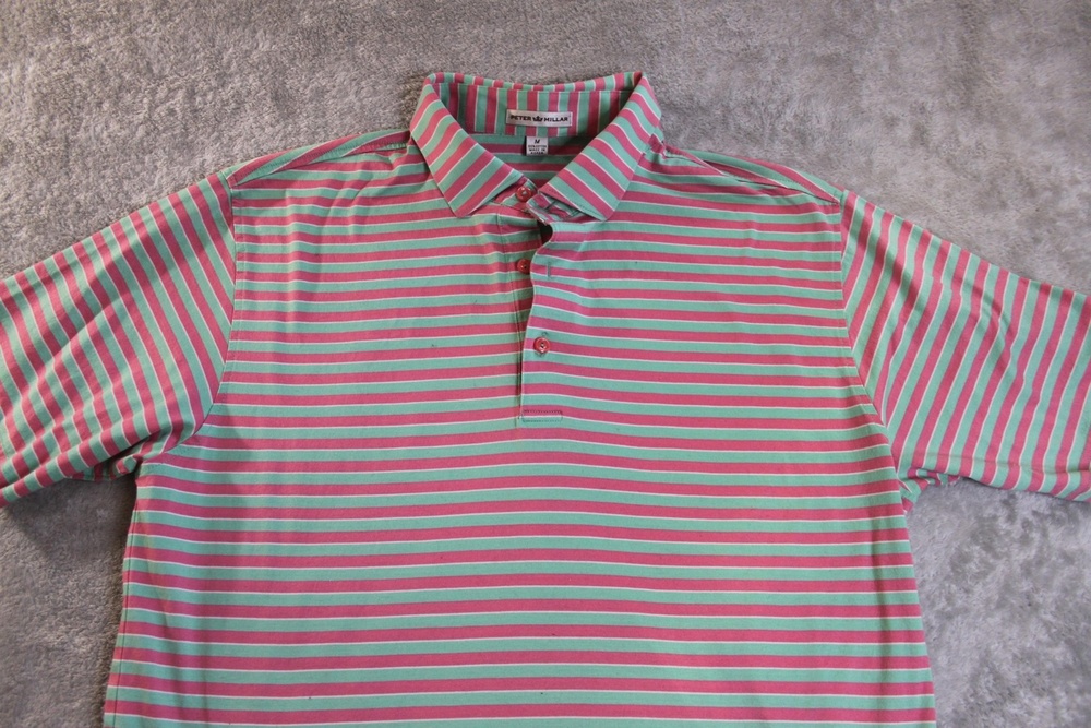 Peter Millar Polo Shirt Mens M Multicolor 100% Cotton Striped Collared